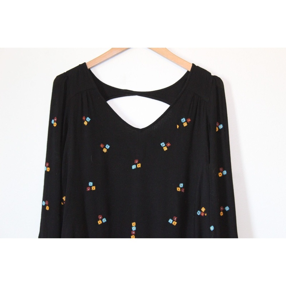 Free People Oxford Floral Embroidered Swing Dress Gauzy Cutout S Boho Festival - Picture 4 of 13